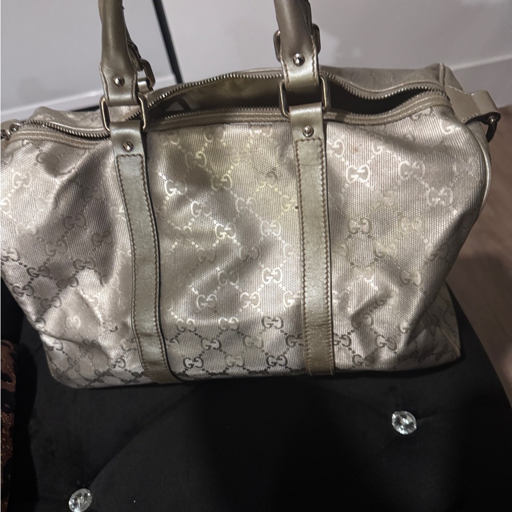 Gucci Metallic Silver Monogram Travel Bag - Picture 7 of 7